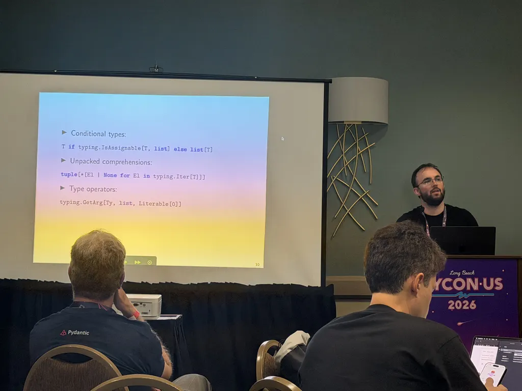 Michael Sullivan PEP 827 core constructs slide: conditional types, unpacked comprehensions, and type operators