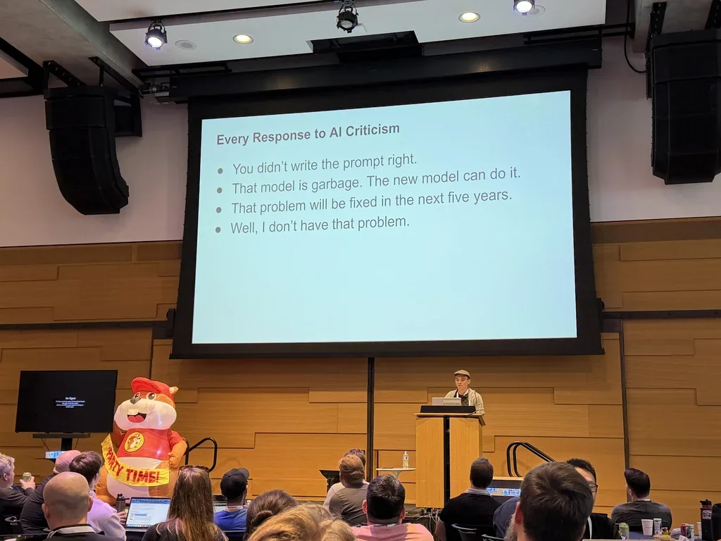 Al Sweigart's 'Every Response to AI Criticism' slide