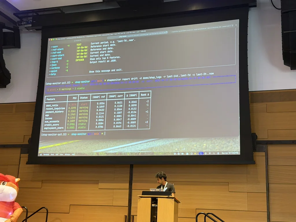 Avik Basu's Rich terminal demo with colored drift tables