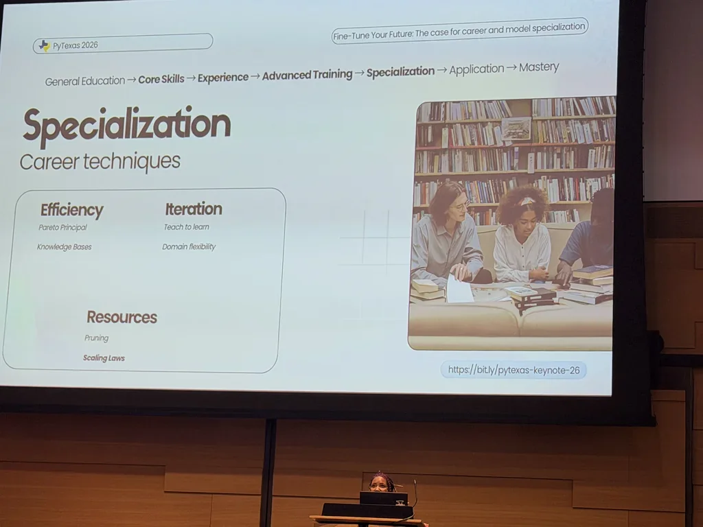 Dawn Wages' keynote slide on career specialization