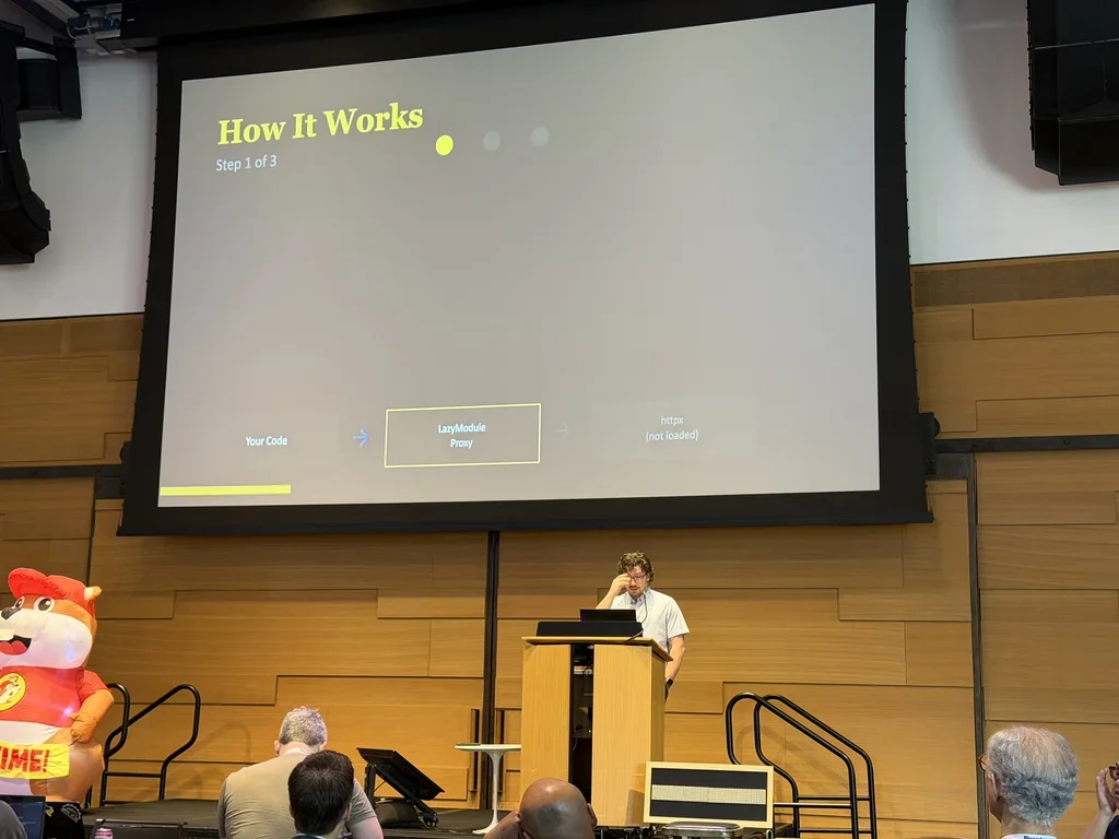 Jacob Coffee's PEP 810 'How It Works' lazy-import slide