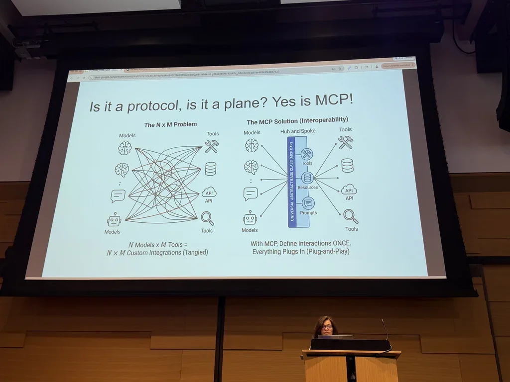 MCP hub-and-spoke architecture vs N×M custom integrations
